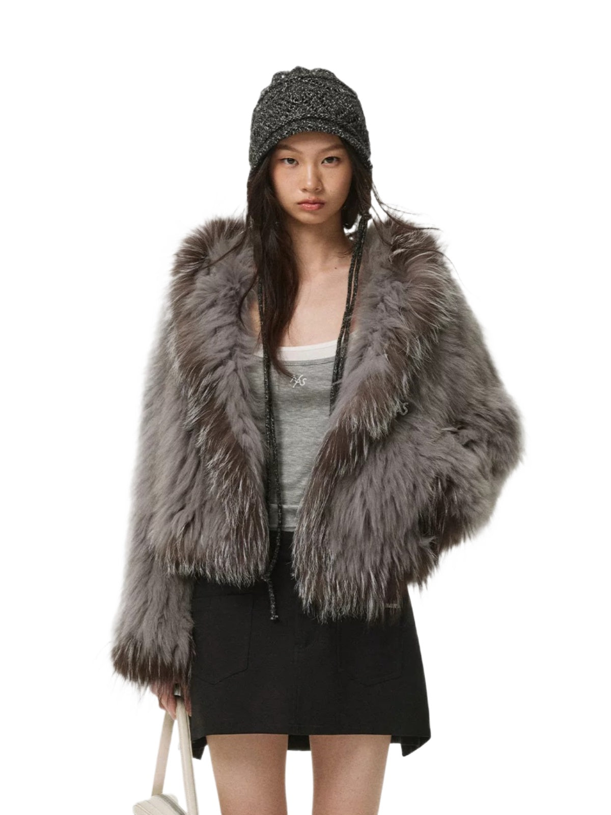 Silver Fox Trim Hooded Jacket