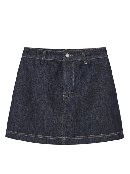 Layered Relaxed Denim Vest &amp; Skirt Set