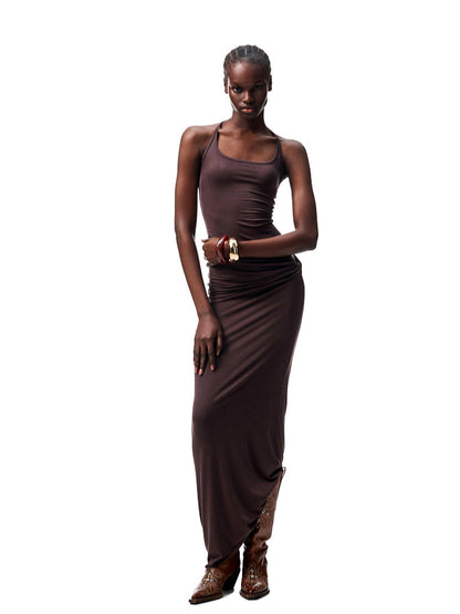 Large Round-Neck Knot Acetate Tank Top &amp; Skirt Set