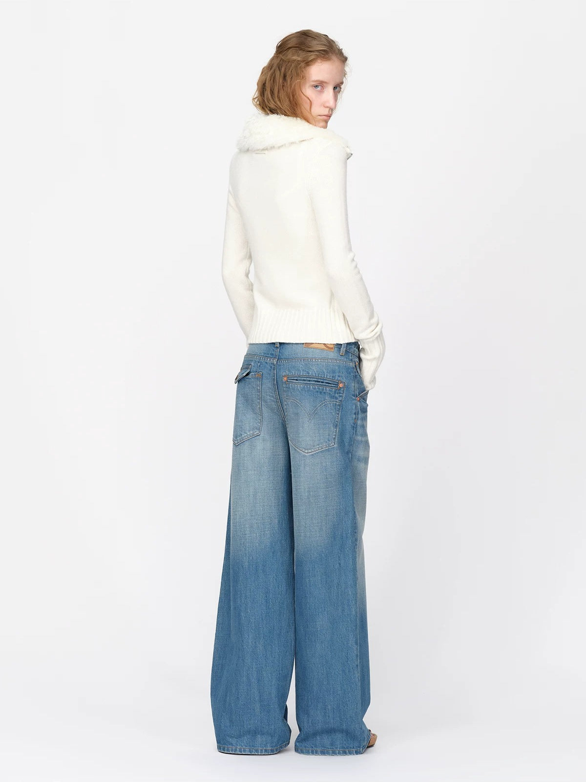 Vintage Wool Fur Collar Cardigan