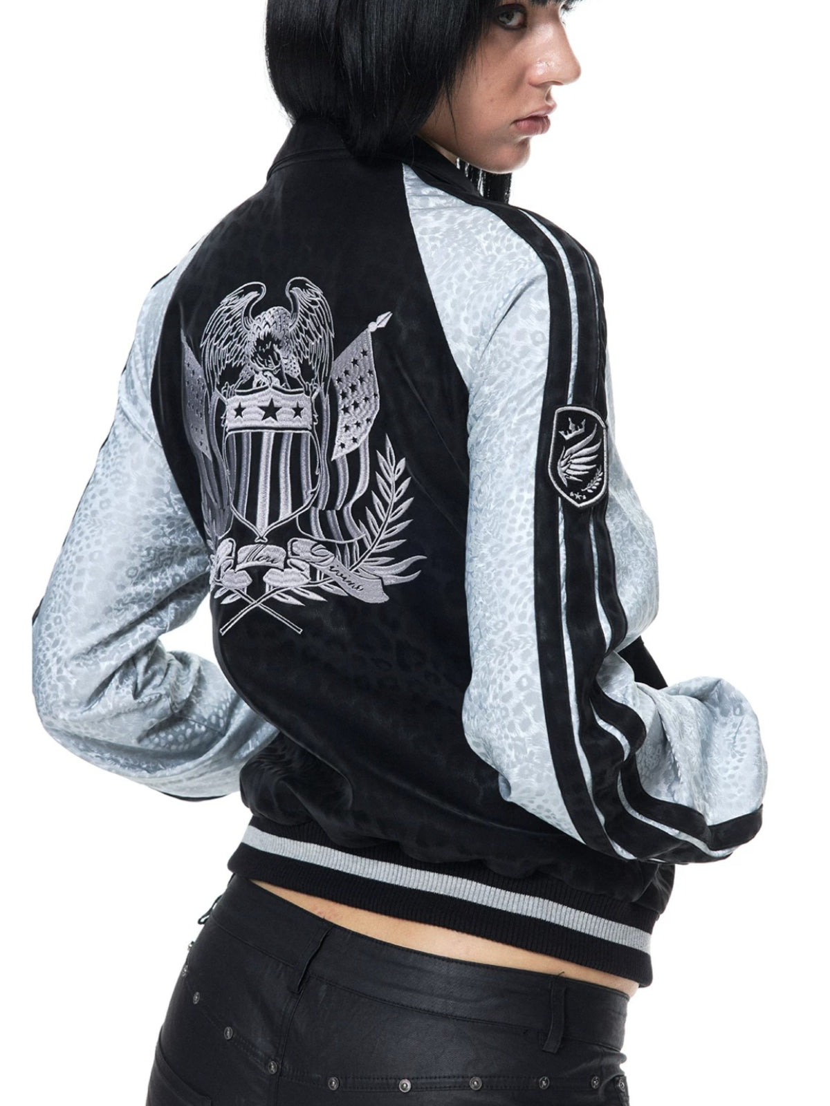 Y2K Leopard PU Patch Jacket