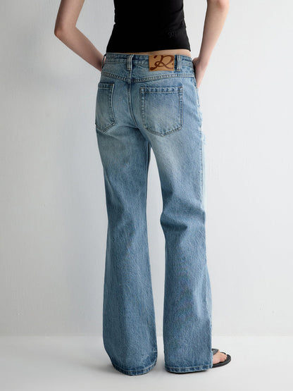 Irregular Pocket Wide-Leg Denim Pants