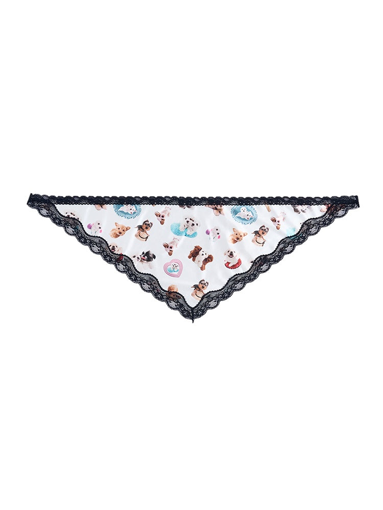 Lace-Trimmed Silk Feel Headband Triangle Scarf