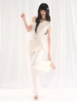 White Sequin Detachable Pants Set