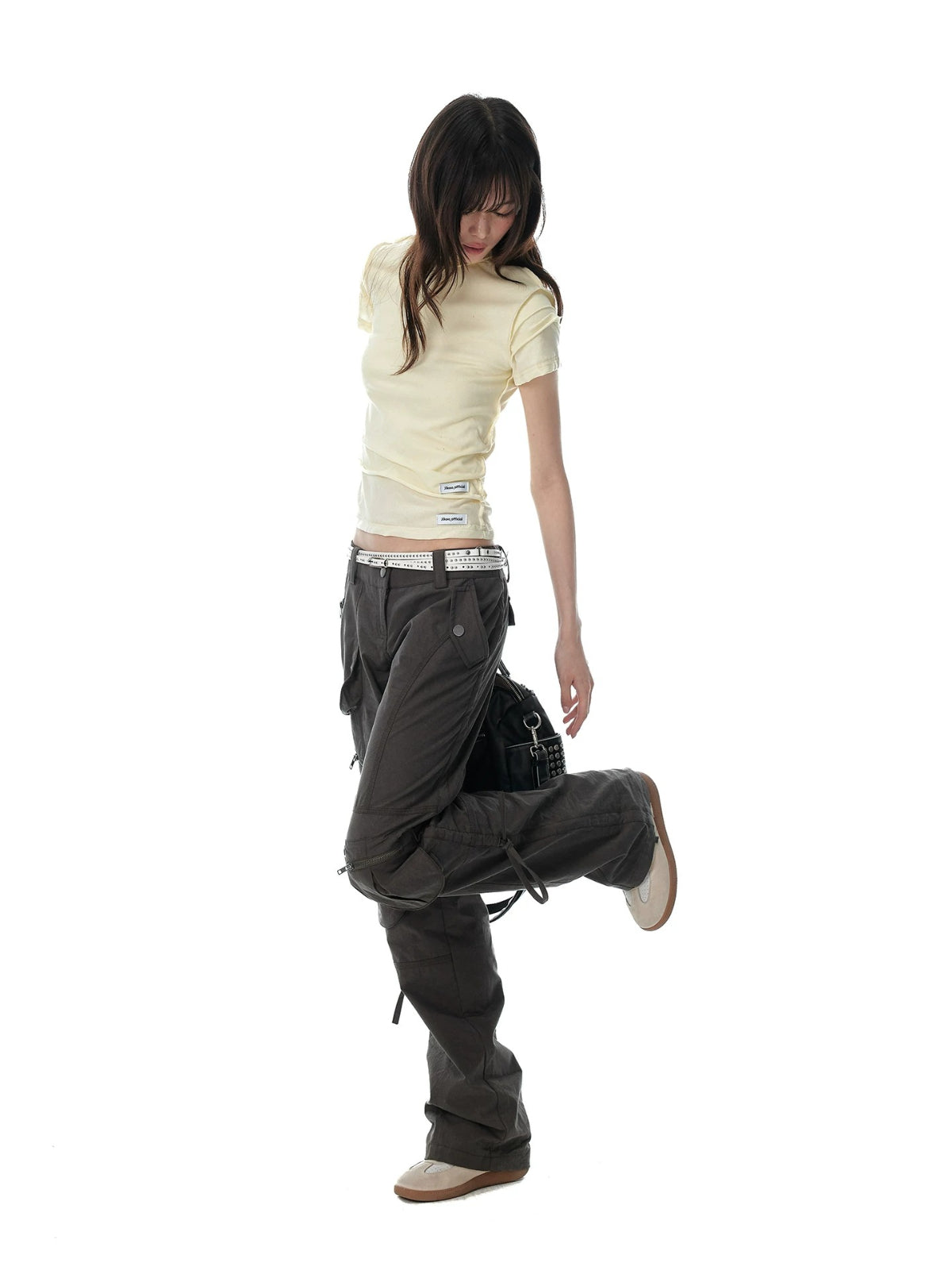 Minimalist Ruched Back Zip T-Shirt