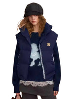 Lace Stand Collar Puffer Vest