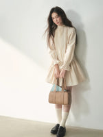 Mock Neck Lace Trim Dress