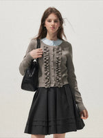Ruffle Trim Vintage Knit Sweater
