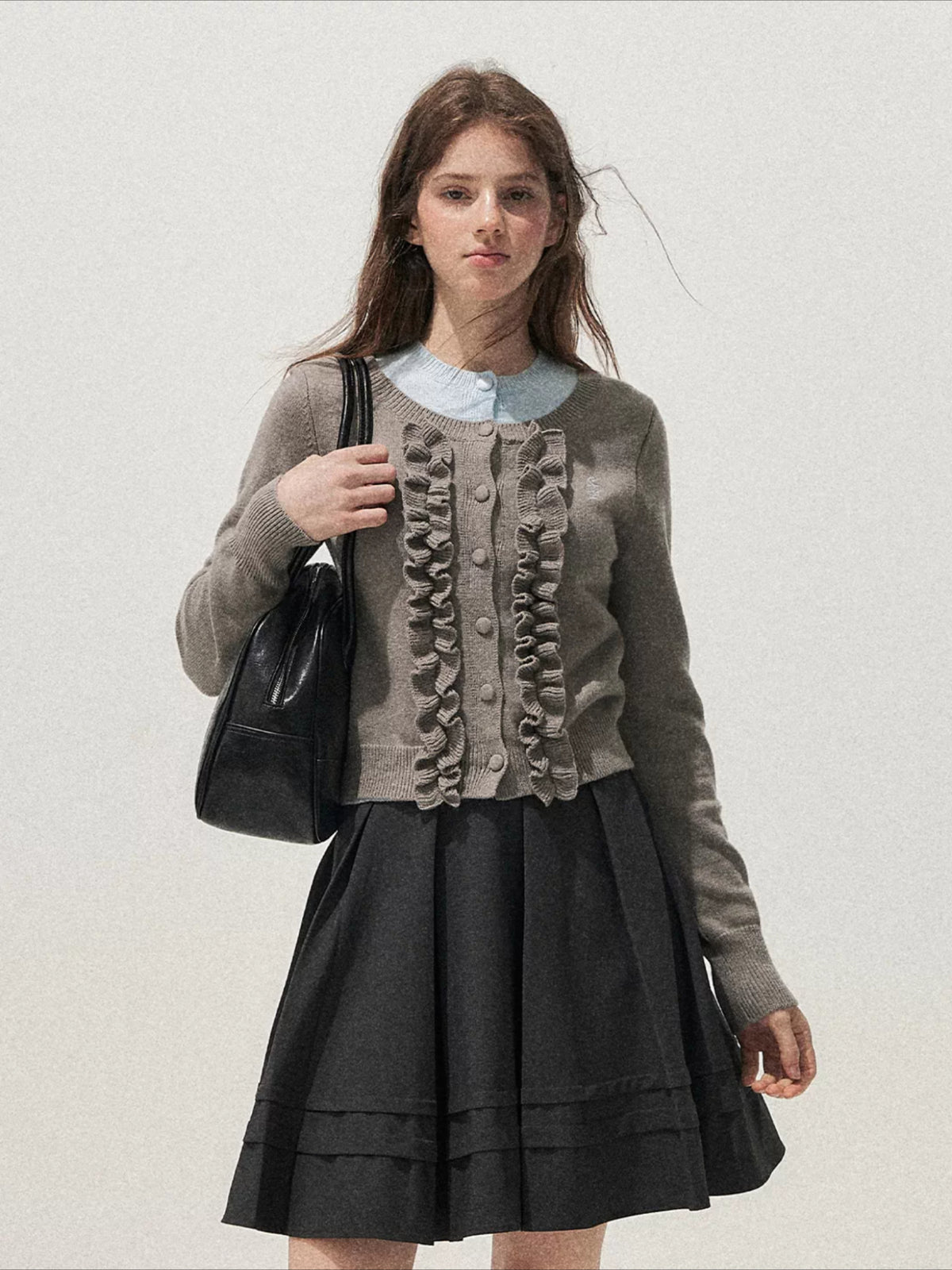 Ruffle Trim Vintage Knit Sweater
