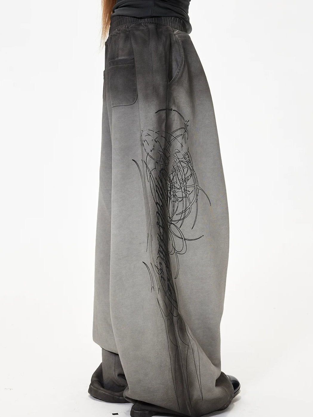 Embroidered Wide Leg Pants