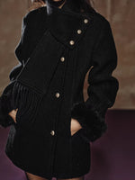 Black Wool Hourglass Coat & Scarf Set