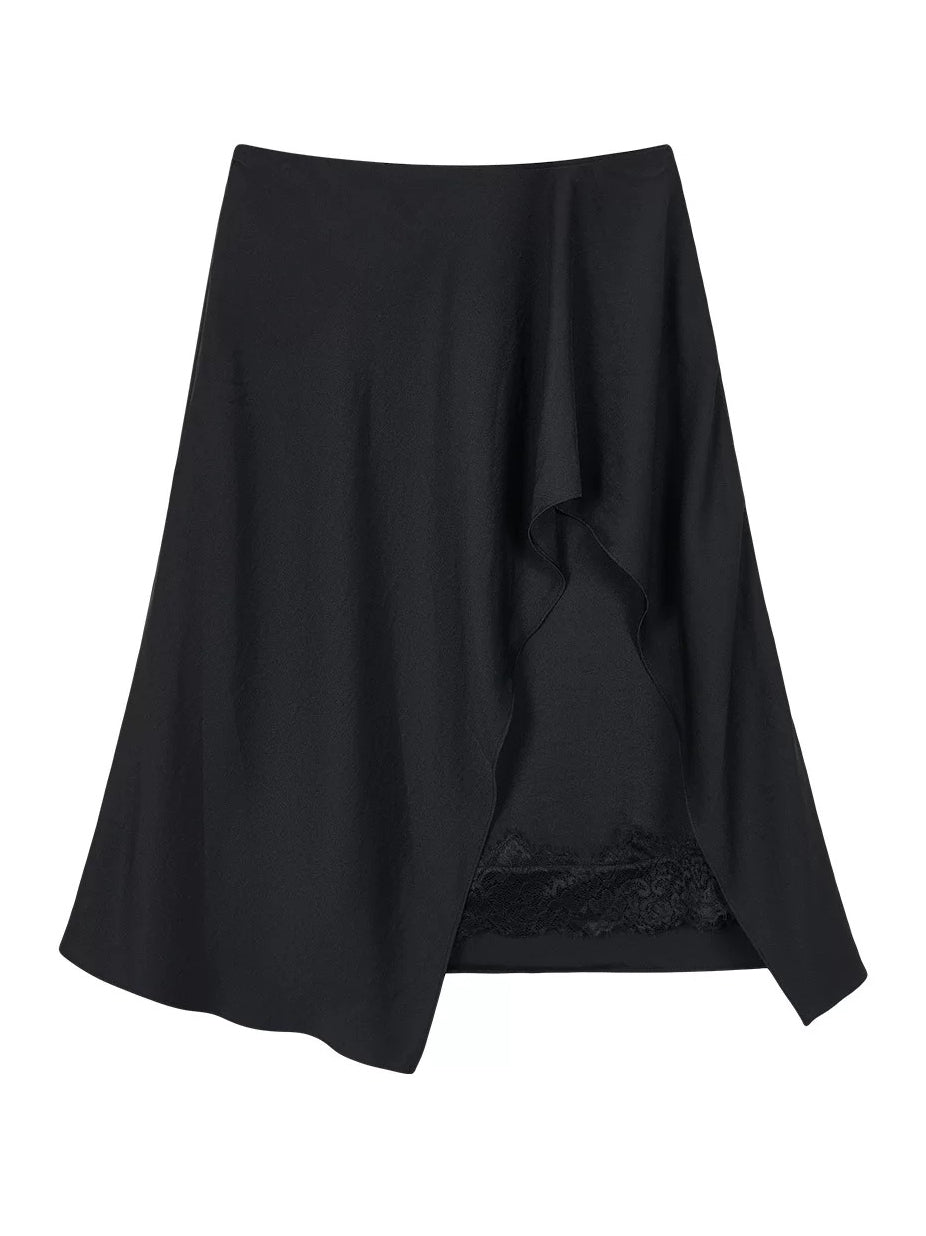 Asymmetric Satin Skirt