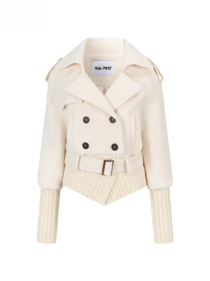 Wool-Blend Knit-Panel Jacket