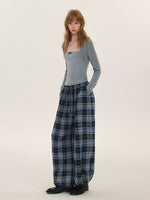 Vintage Plaid Drawstring Balloon Pants