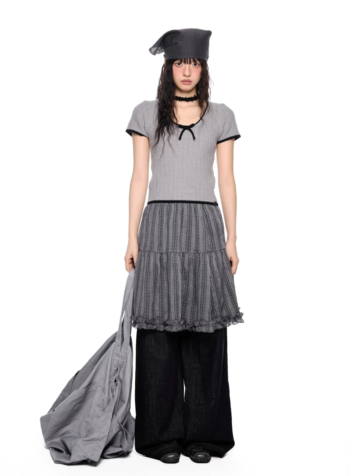 Plaid Bubble Chiffon Skirt