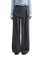 Gray Embroidered Curtain Panel Pants