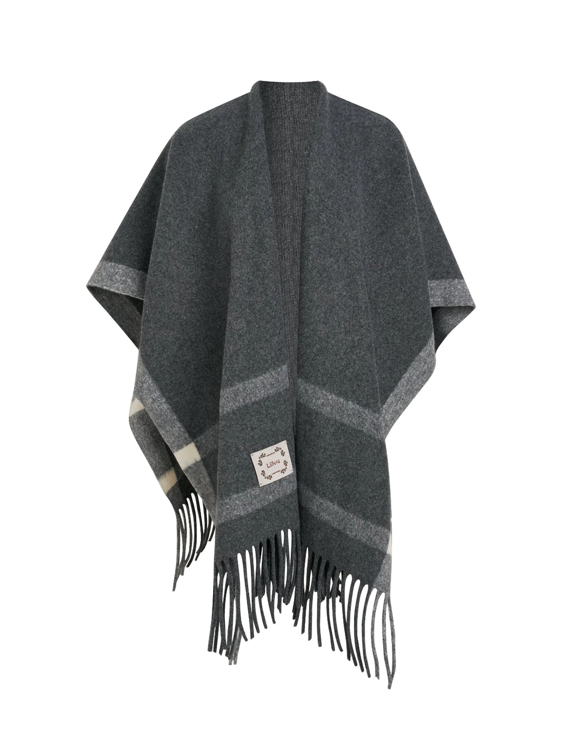 Contrast Plaid Fringed Knit Shawl