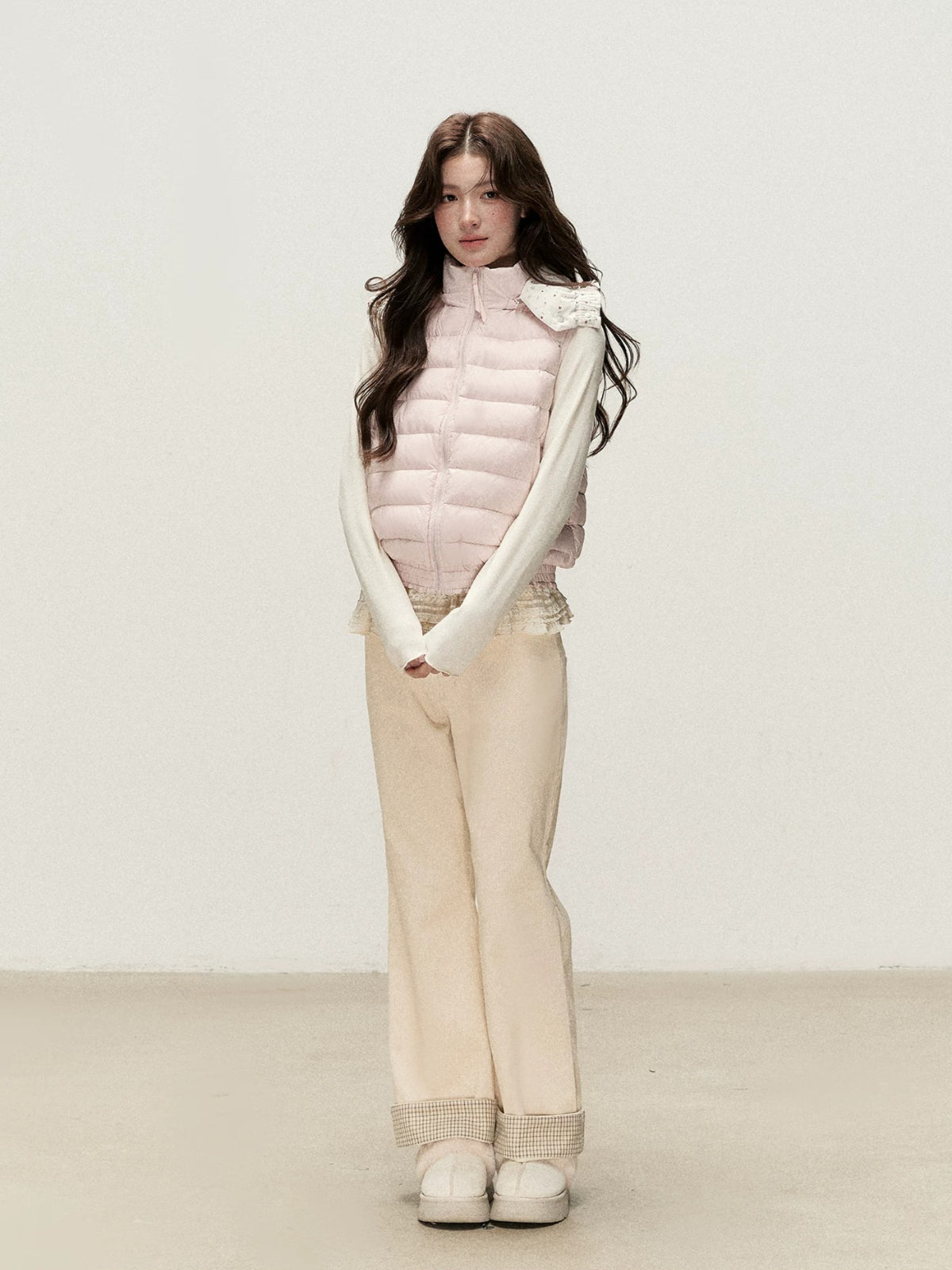 Reversible Floral Detachable Hood Down Vest