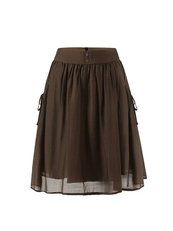 Lyocell Tie Blouse &amp; Skirt Set