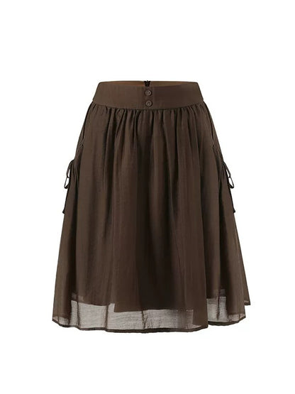 Lyocell Tie Blouse &amp; Skirt Set