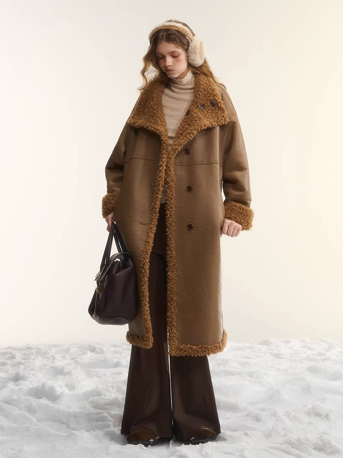 Two-Way Reversible Shearling Wool Coat