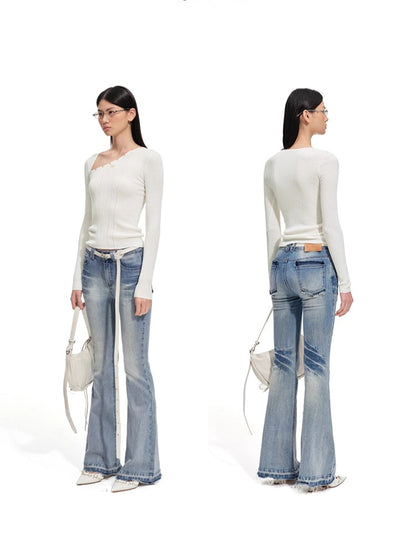 Polar Wool Blend Ribbed Knit V-neck