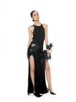 Detachable Hood Halter Maxi Dress