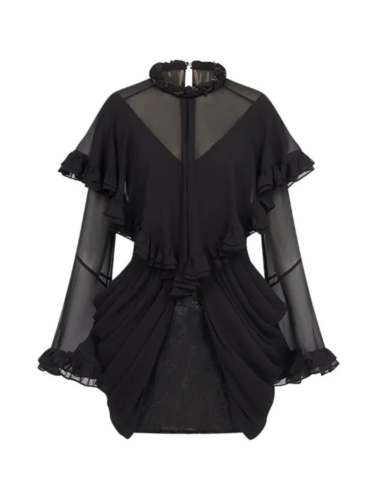 Twisted-Cord Cape Mini Dress