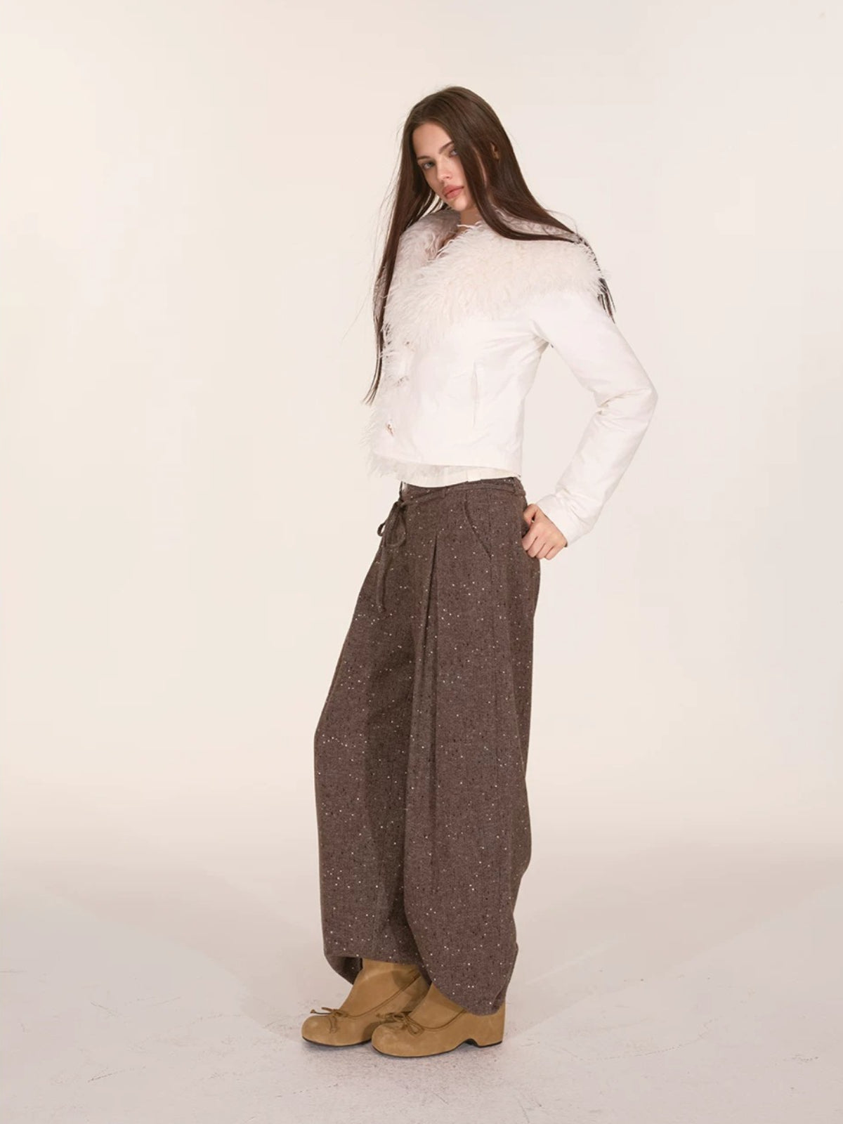 Faux Fur Collar Cropped Down Jacket