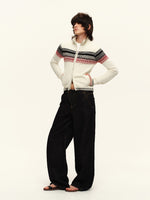 White Jacquard Zip Cardigan