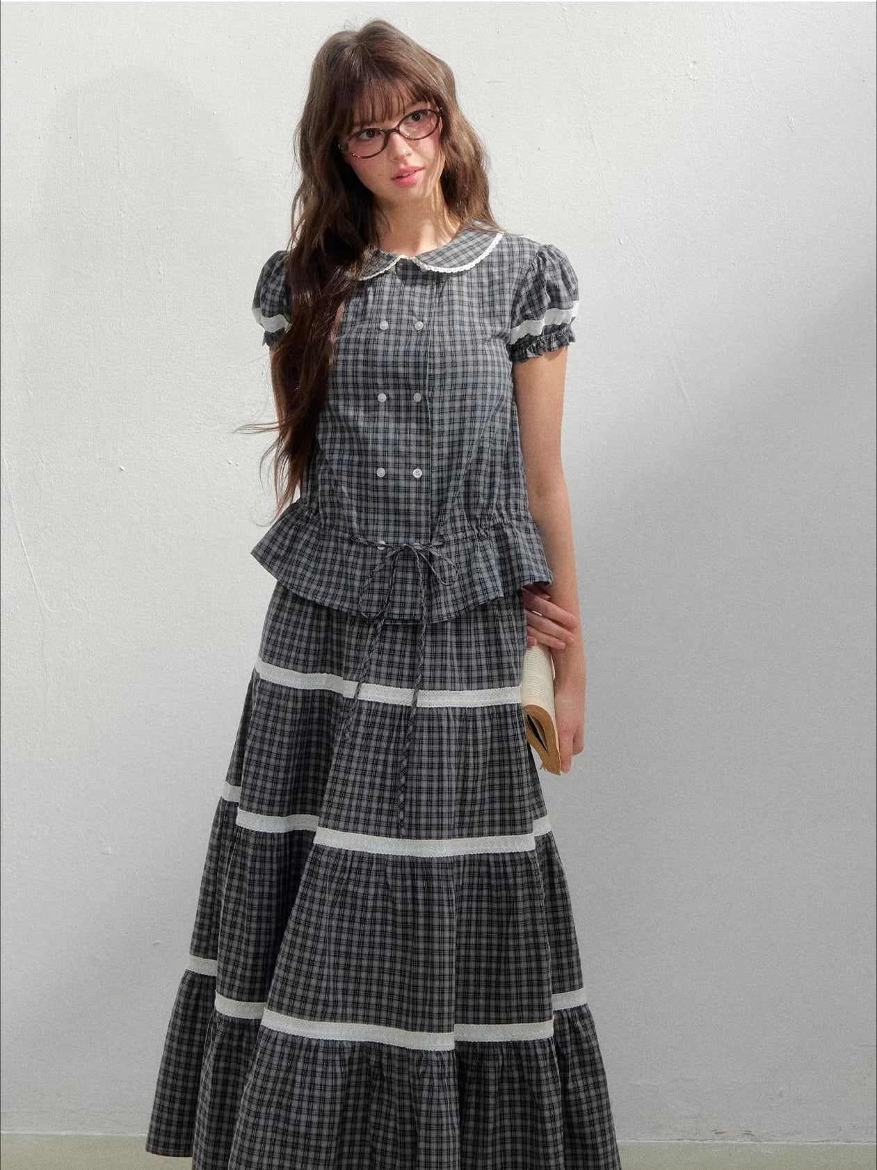 Vintage Plaid Shirt &amp; Skirt Set