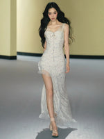 Floral Mesh Lace Maxi Dress