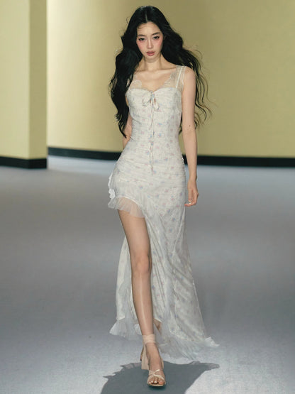 Floral Mesh Lace Maxi Dress