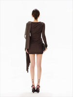 Sheer Draped Bodycon Mini Dress