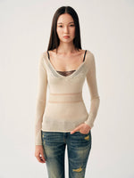 Hollow Knit Long Sleeve Top