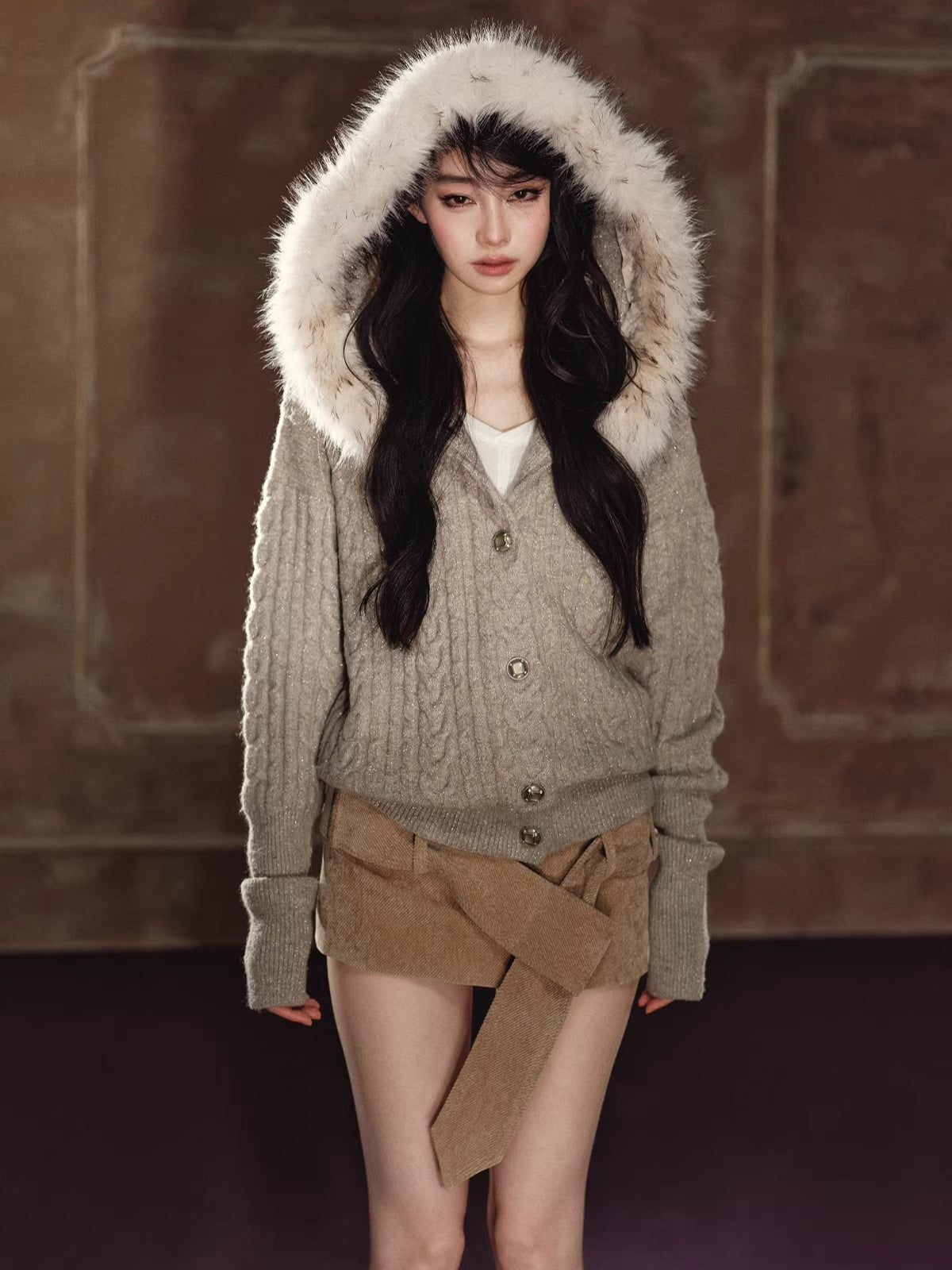 Corduroy Wide-Waist Mini Skirt