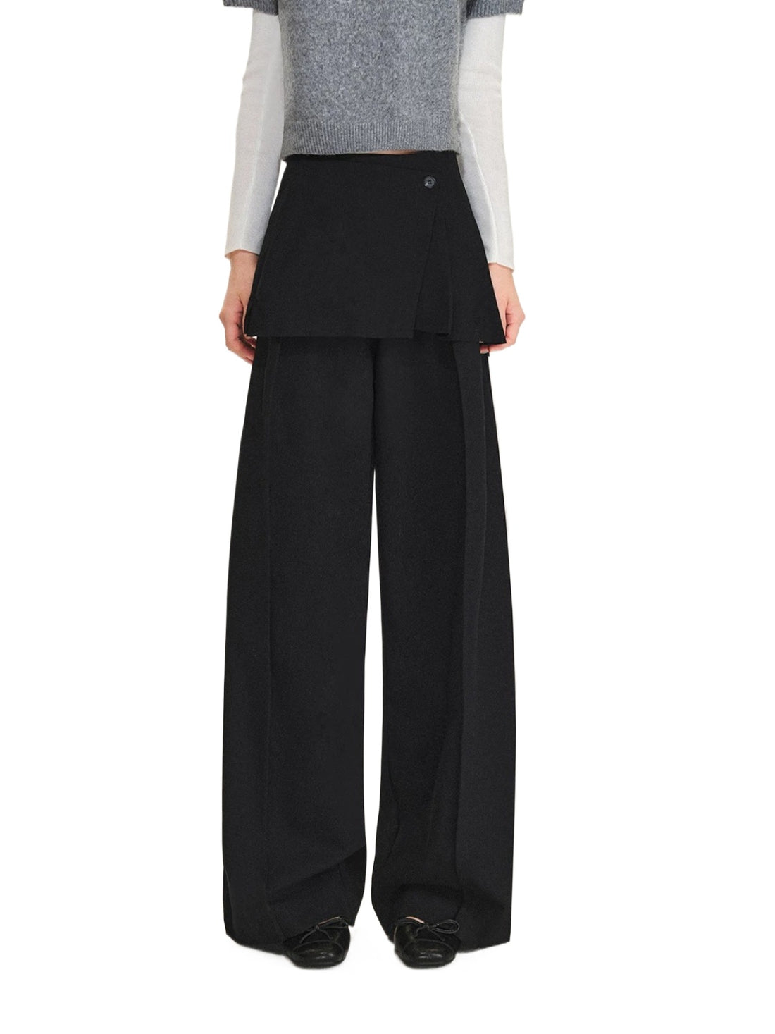 Detachable Overlay Wide Leg Pants