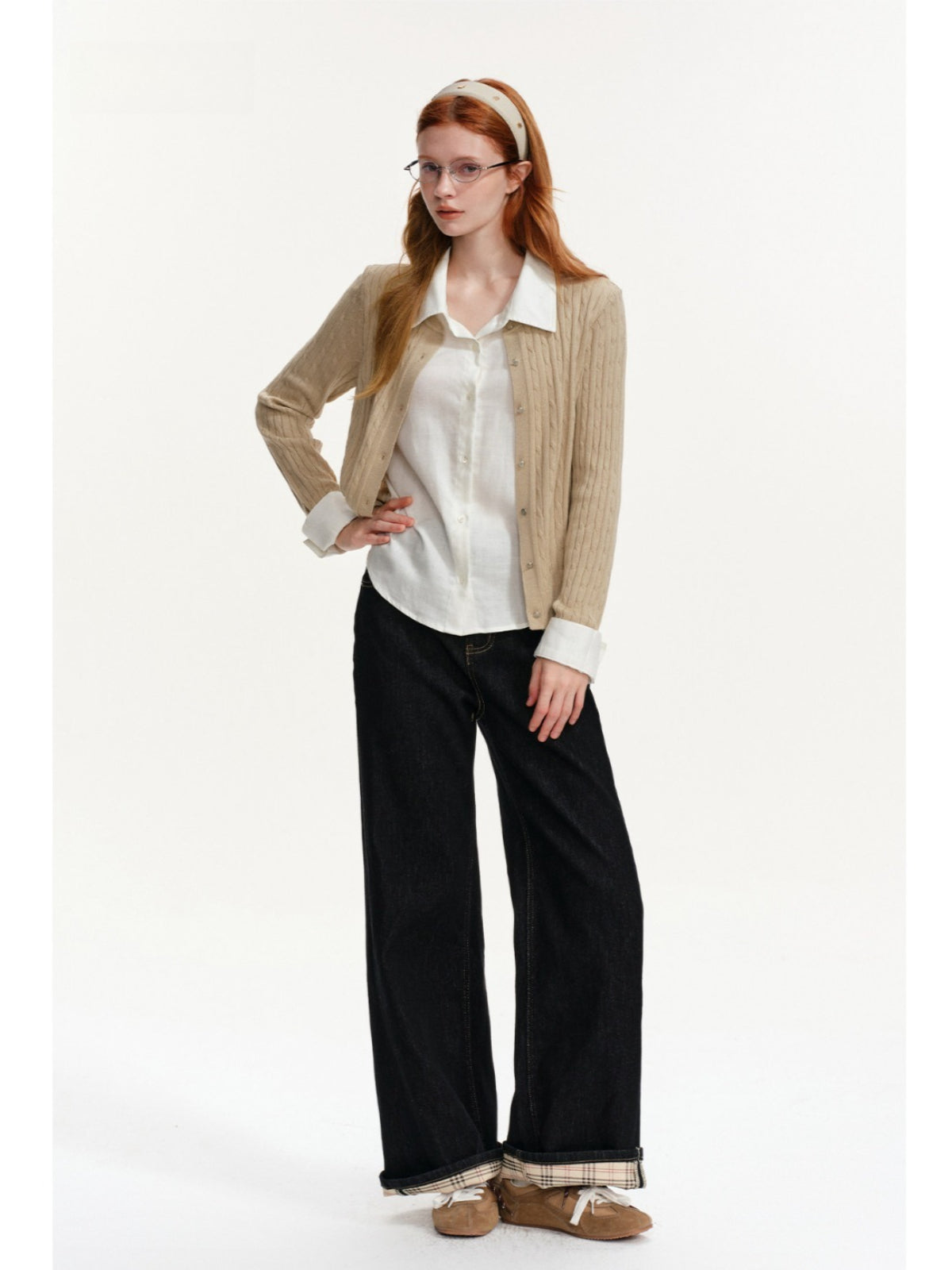 Vintage Plaid Lined Straight Jeans