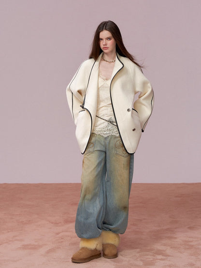 Washed Distressed Embroidered Denim Jeans