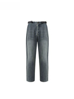 Adjustable Buckle Washed Denim Pants