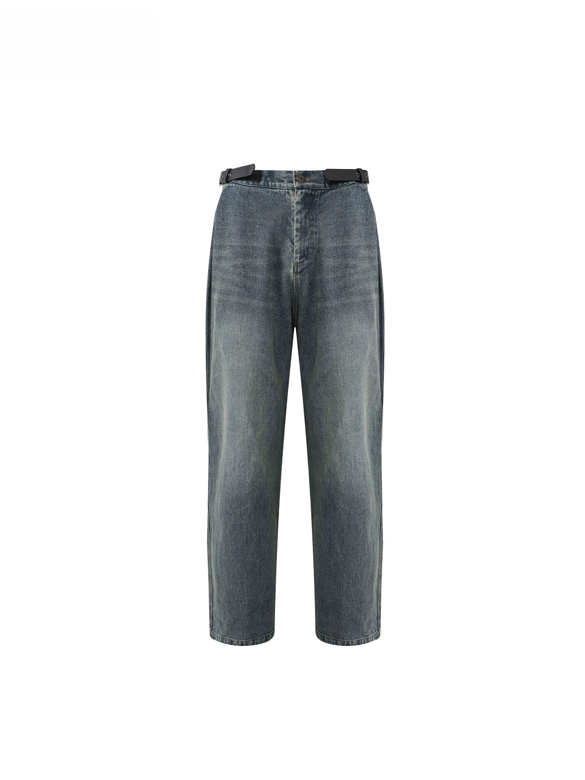 Adjustable Buckle Washed Denim Pants