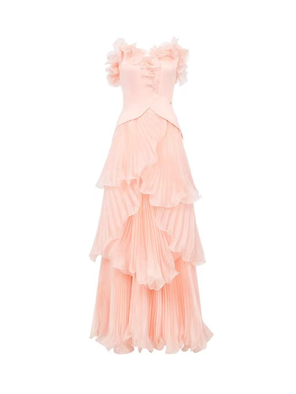 Venetian Pleated Maxi Dress