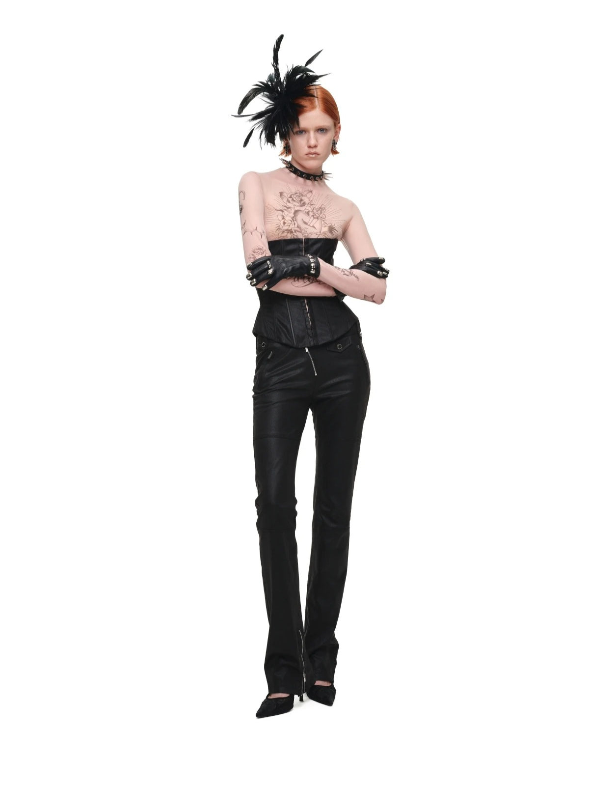 Washed Leather Corset Top