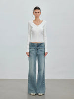 Double Button Flare Jeans