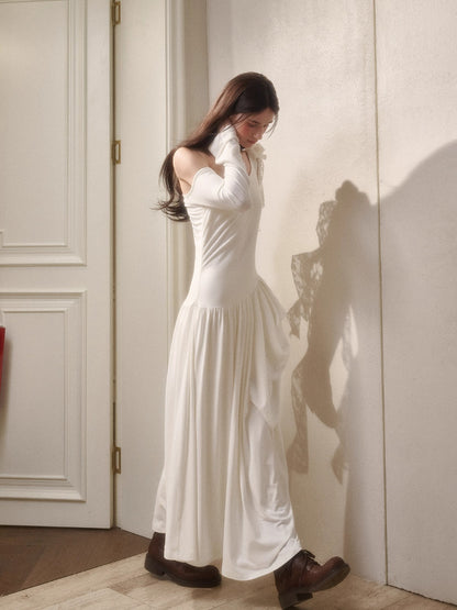 Hot Milk Off-Shoulder Knit Maxi Dress