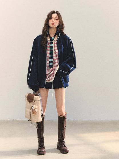 Zip-Up Colorblock Hoodie &amp; Skort Set