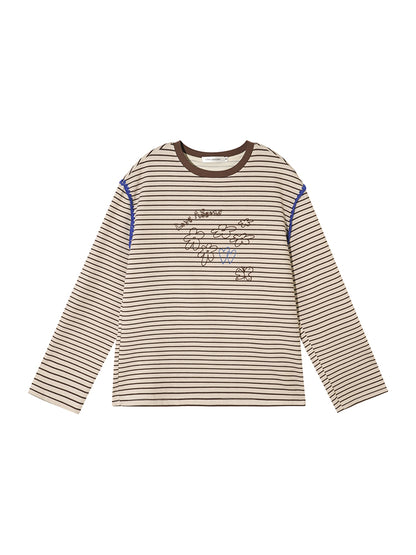 Striped Embroidered Cotton Blend T-shirt