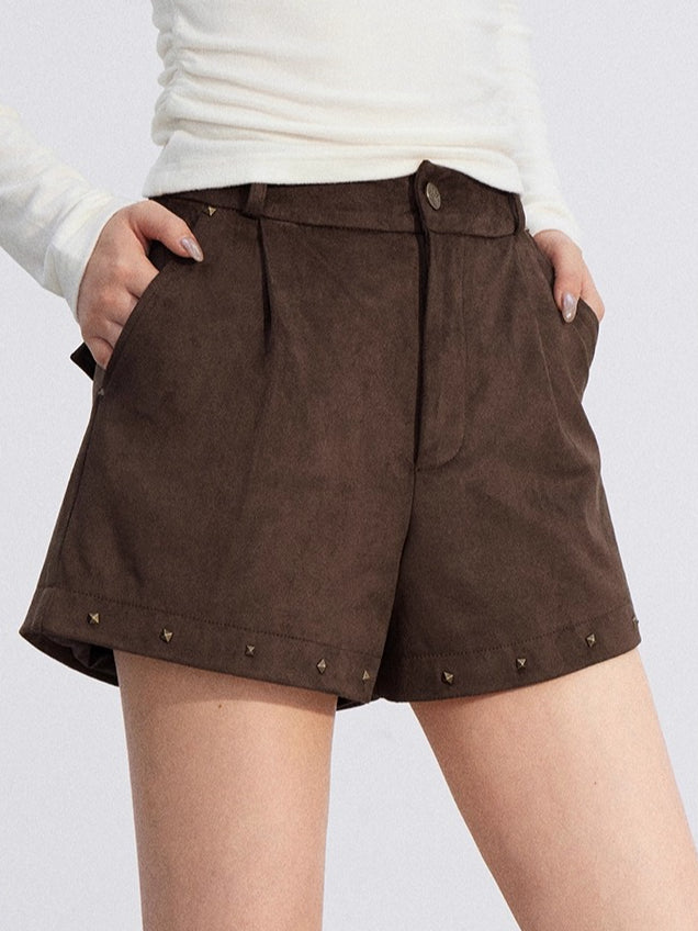 Studded Faux Suede Shorts