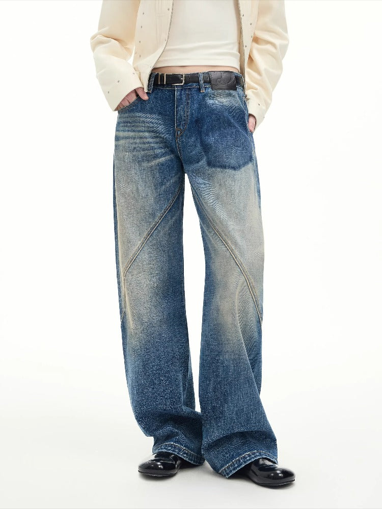 Vintage Cut-Seam Wide-Leg Jeans