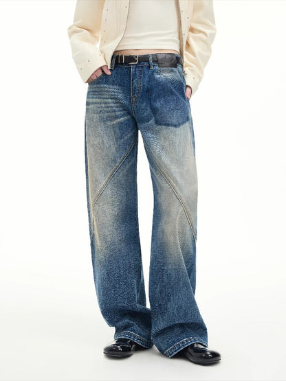 Vintage Cut-Seam Wide-Leg Jeans